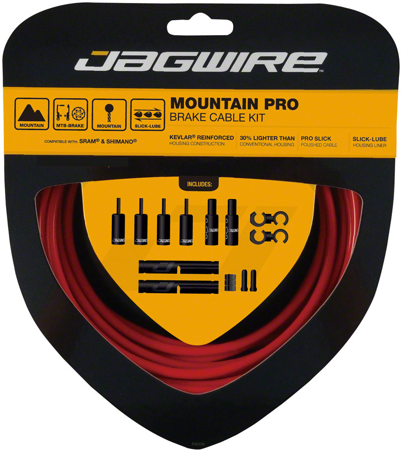 Jagwire Pro Brake Cable Kit Mountain SRAM/Shimano, Red MPN: PCK404 Brake Cable & Housing Set Pro Polished Mountain Brake Kit