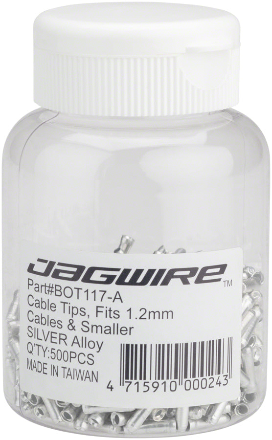 Jagwire 1.2mm Cable End Crimps Silver Bottle/500 MPN: BOT117-A Cable End Crimp Cable End Crimps