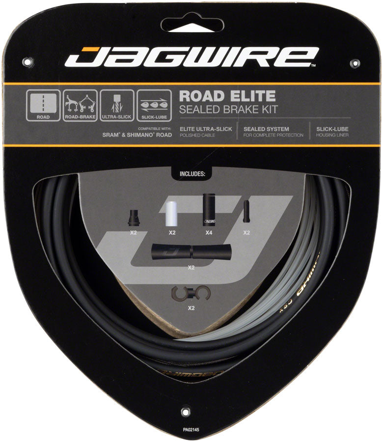 Jagwire Road Elite Sealed Brake Cable Kit - SRAM/Shimano, Ultra-Slick Uncoated Cables, Black MPN: SCK050 Derailleur Cable & Housing Set Road Elite Sealed Brake Cable Kit