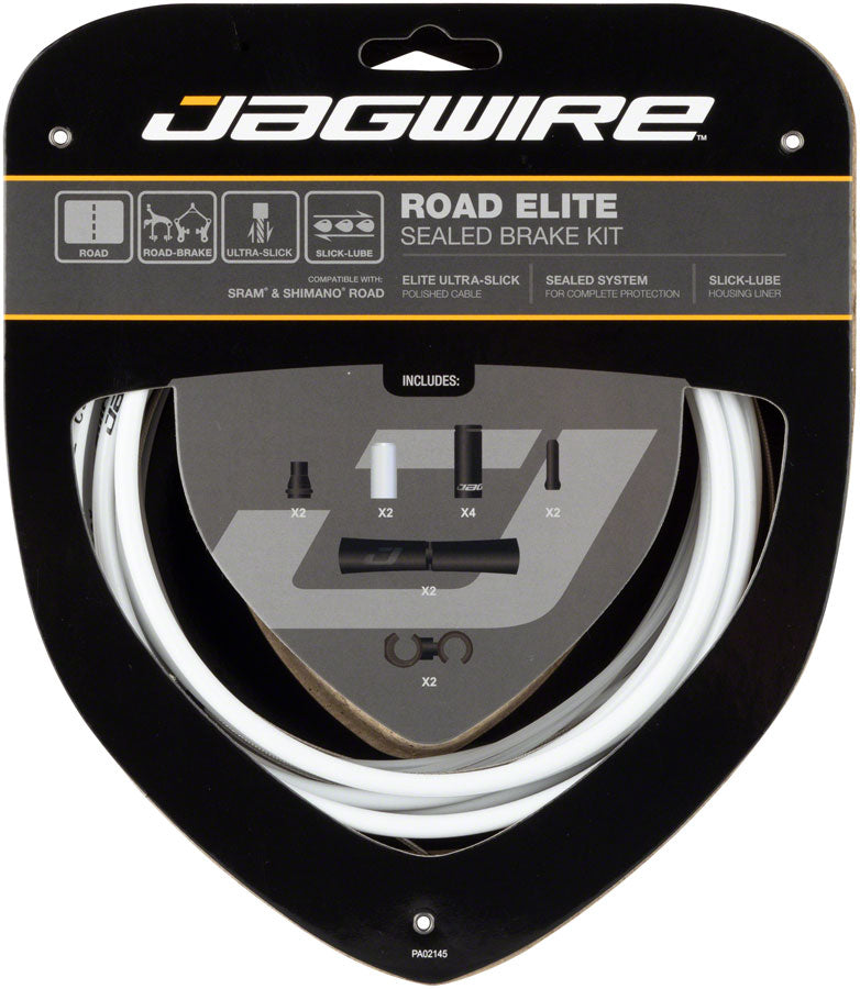 Jagwire Road Elite Sealed Brake Cable Kit - SRAM/Shimano, Ultra-Slick Uncoated Cables, White MPN: SCK051 Derailleur Cable & Housing Set Road Elite Sealed Brake Cable Kit
