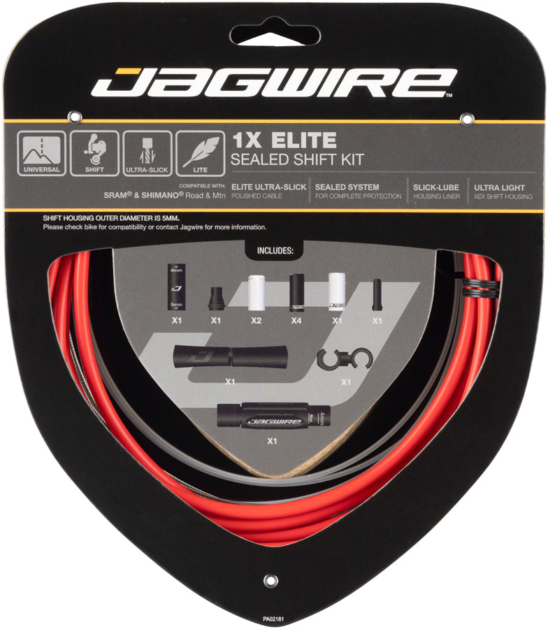 Jagwire 1x Elite Sealed Shift Cable Kit SRAM Shimano Polished Ultra Slick Cables Red