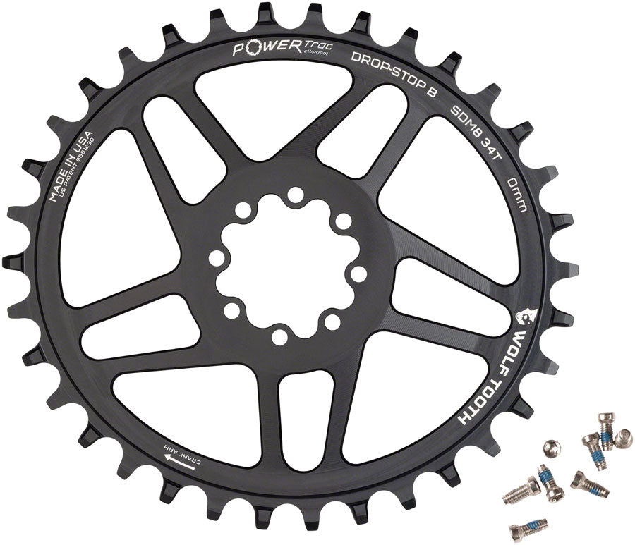 Wolf Tooth Elliptical Direct Mount Chainring - 34t, SRAM Direct Mount, Drop-Stop B, For SRAM 8-Bolt Cranksets, 0mm