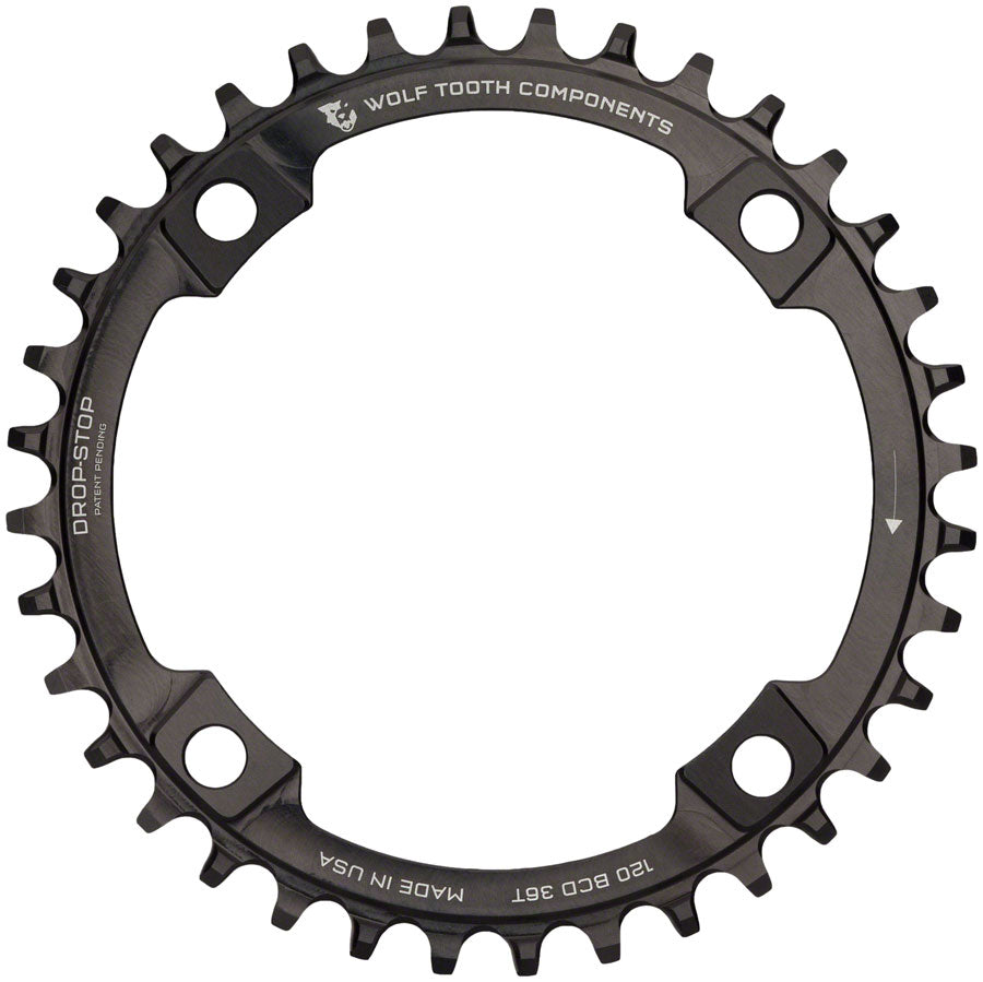 Wolf Tooth 120 BCD Chainring - 36t, 120 BCD, 4-Bolt, Drop-Stop, Black - Chainring - 120 BCD Chainrings