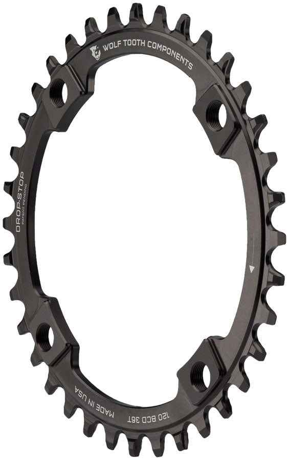 Wolf Tooth 120 BCD Chainring - 36t, 120 BCD, 4-Bolt, Drop-Stop, Black MPN: 12036 UPC: 812719020107 Chainring 120 BCD Chainrings