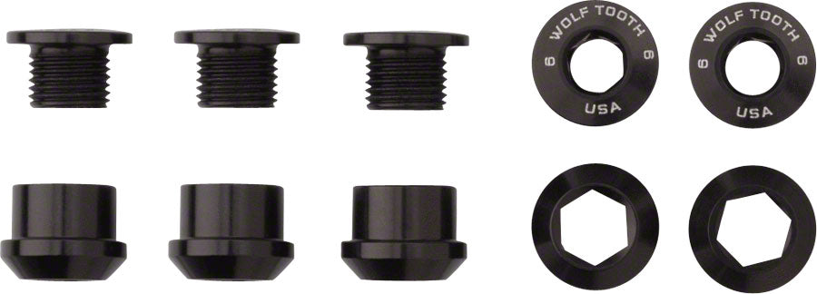 Wolf Tooth Components Set of 5 Chainring Bolts for 1x Dual Hex Fittings Black