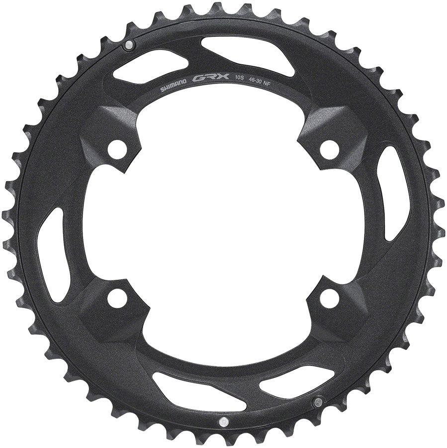 Shimano FC-RX600-10 Chainring - 46t, 110 BCD, For 2x10, Black MPN: Y0K798010 UPC: 192790596938 Chainring Chainring for GRX FC-RX600
