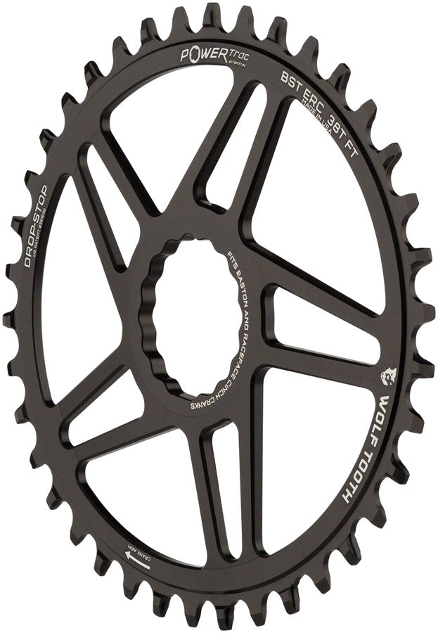 Wolf Tooth Elliptical Direct Mount Chainring - 38t, RaceFace/Easton CINCH Direct Mount, 3mm Offset, Drop-Stop, Flattop