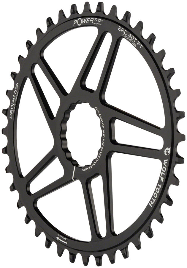 Wolf Tooth Elliptical Direct Mount Chainring - 40t, RaceFace/Easton CINCH Direct Mount, 3mm Offset, Drop-Stop, Flattop