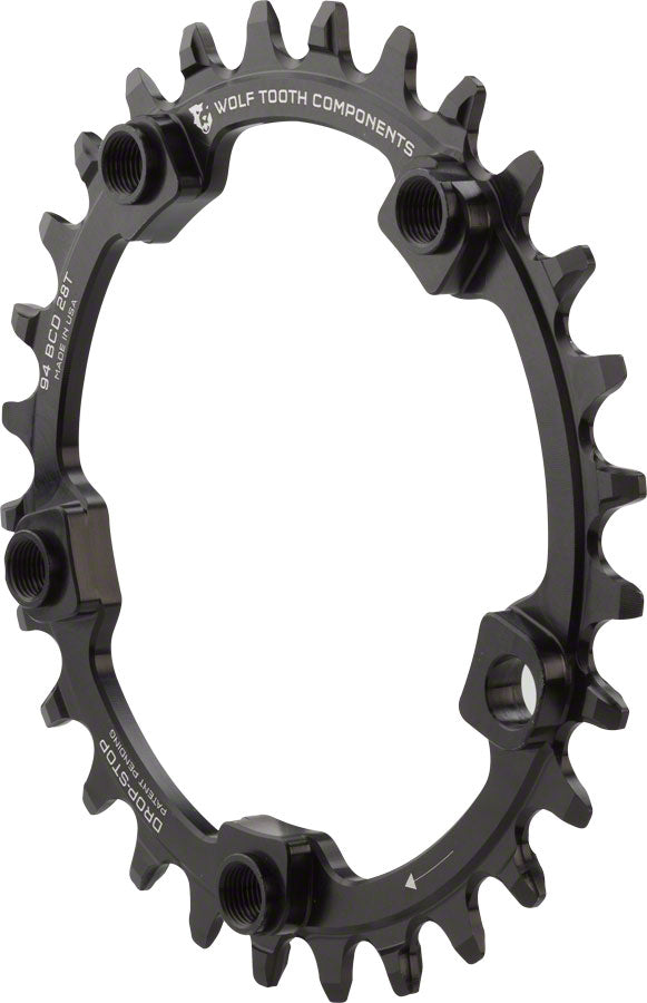 Wolf Tooth 94 BCD Chainring - 28t, 94 BCD, 5-Bolt, Drop-Stop, Black MPN: SUR5-9428 UPC: 810006800364 Chainring 94 BCD 5-Bolt Chainrings