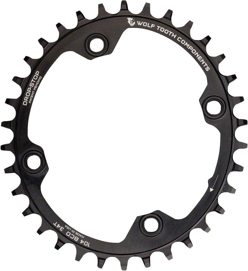 Wolf Tooth Components Elliptical Drop-Stop Single Chainring: 32T x 104 Black