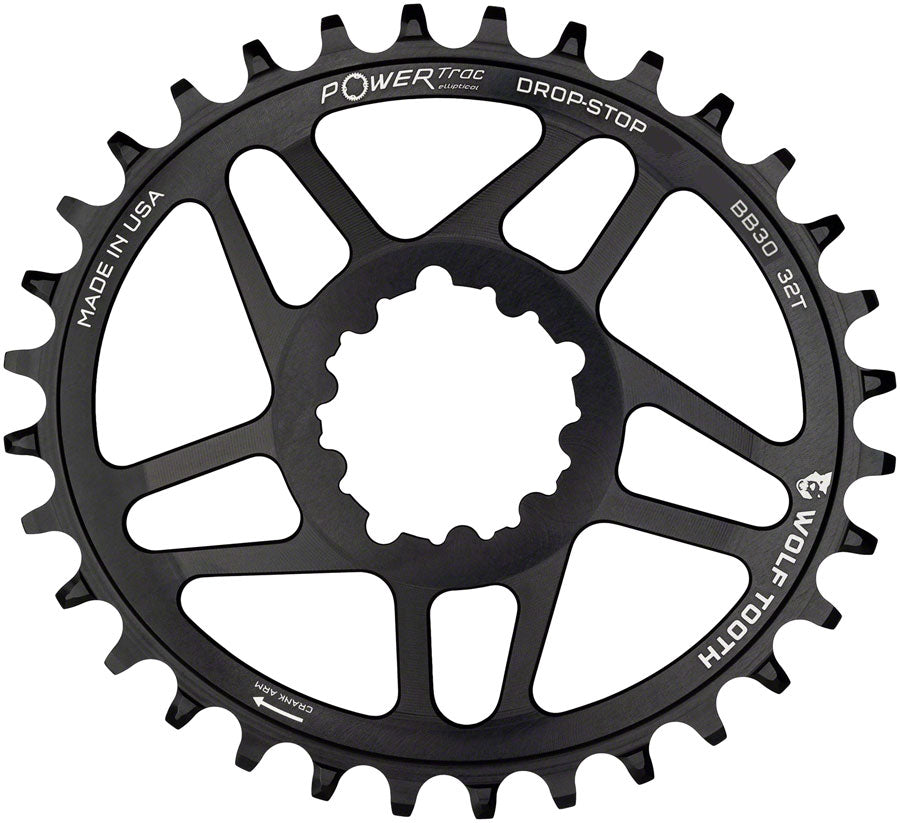 Wolf Tooth Elliptical Direct Mount Chainring - 32t, SRAM Direct Mount, Drop-Stop A, For SRAM BB30 Short Spindle Cranks, MPN: OVAL-BB3032 UPC: 812719021951 Direct Mount Chainrings PowerTrac Elliptical SRAM 3-Bolt Direct Mount Chainrings