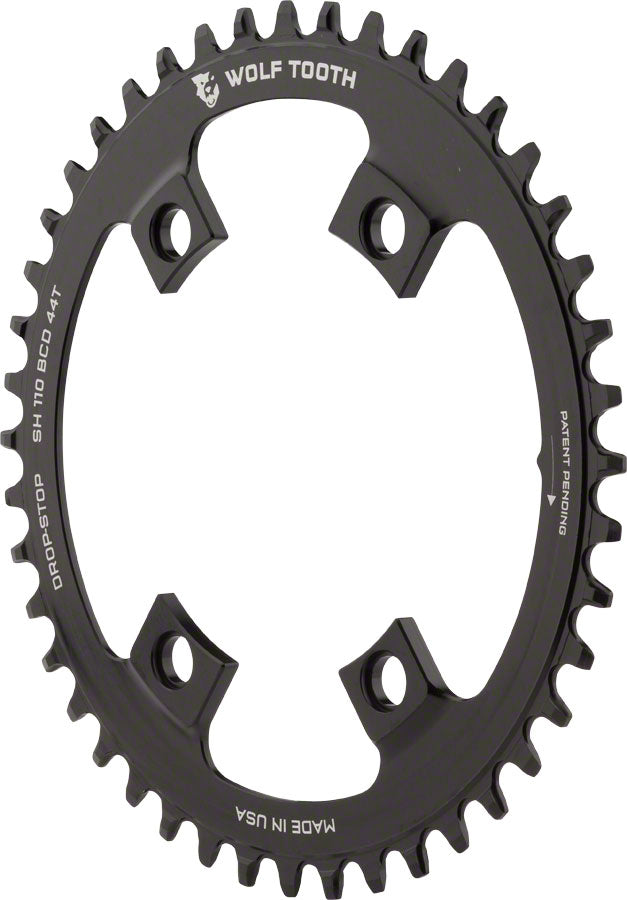 Wolf Tooth Chainring: 44T x Shimano Asymmetric 110 BCD, for 4-Arm cranks, Black