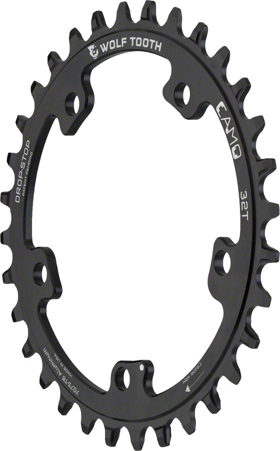 Wolf Tooth CAMO Aluminum Chainring - 32t, Wolf Tooth CAMO Mount, Drop-Stop A, Black MPN: CAMO-AL32 UPC: 812719023511 Direct Mount Chainrings CAMO Aluminum Round Chainrings