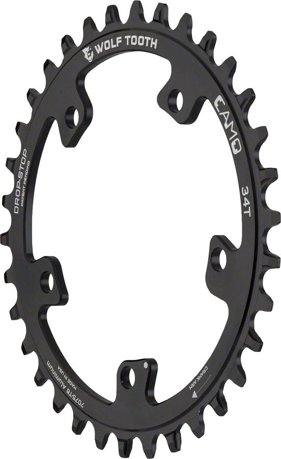 Wolf Tooth CAMO Aluminum Chainring - 34t, Wolf Tooth CAMO Mount, Drop-Stop A, Black MPN: CAMO-AL34 UPC: 812719023528 Direct Mount Chainrings CAMO Aluminum Round Chainrings