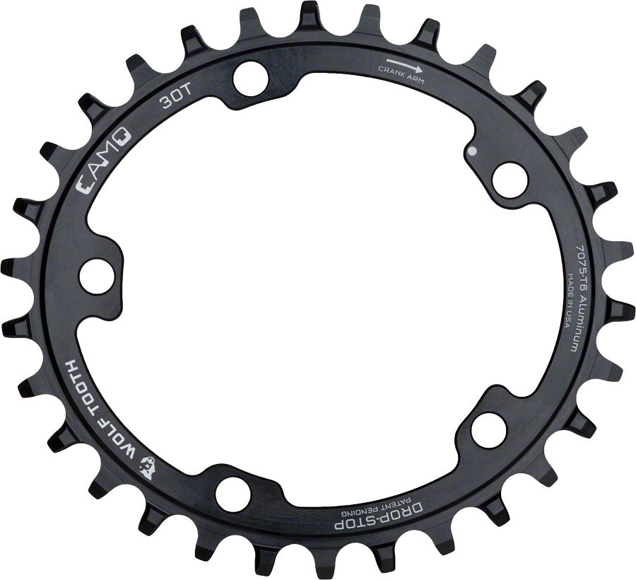 Wolf Tooth CAMO Aluminum Elliptical Chainring - 32t, Wolf Tooth CAMO Mount, Drop-Stop B, Black