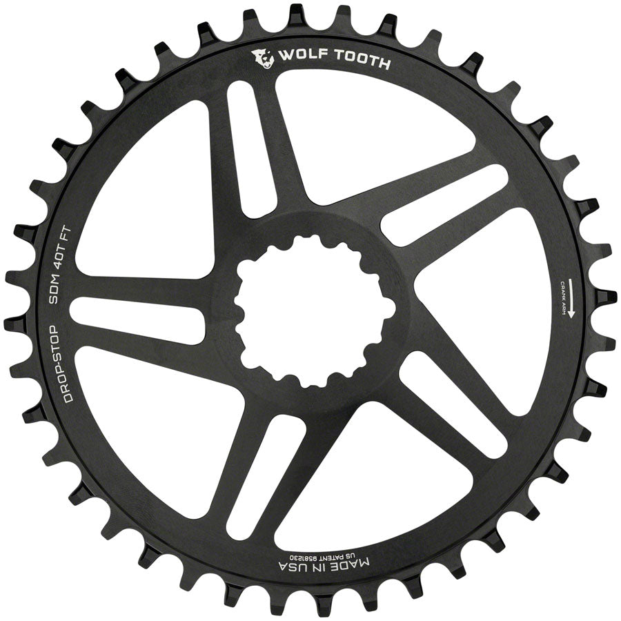 Wolf Tooth Direct Mount Chainring - 40t, SRAM Direct Mount, For SRAM 3-Bolt, 6mm Offset, Drop-Stop B, Flattop