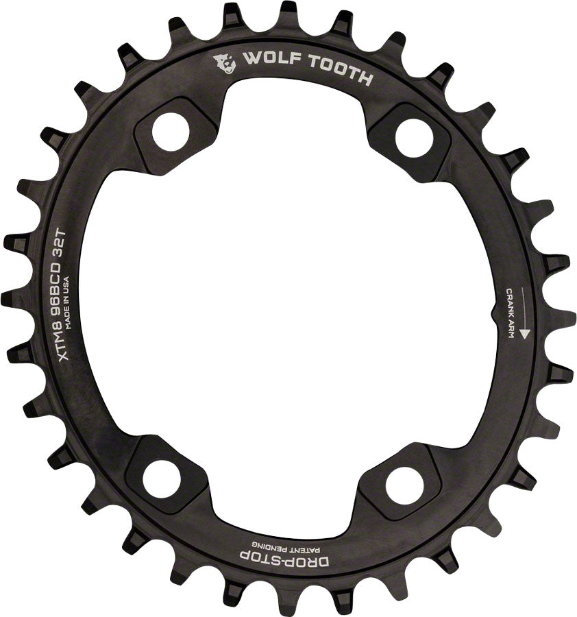 Wolf Tooth Elliptical 96 BCD Chainring - 30t, 96 Asymmetric BCD, 4-Bolt, Drop-Stop, For Shimano XTR M9000 and M9020