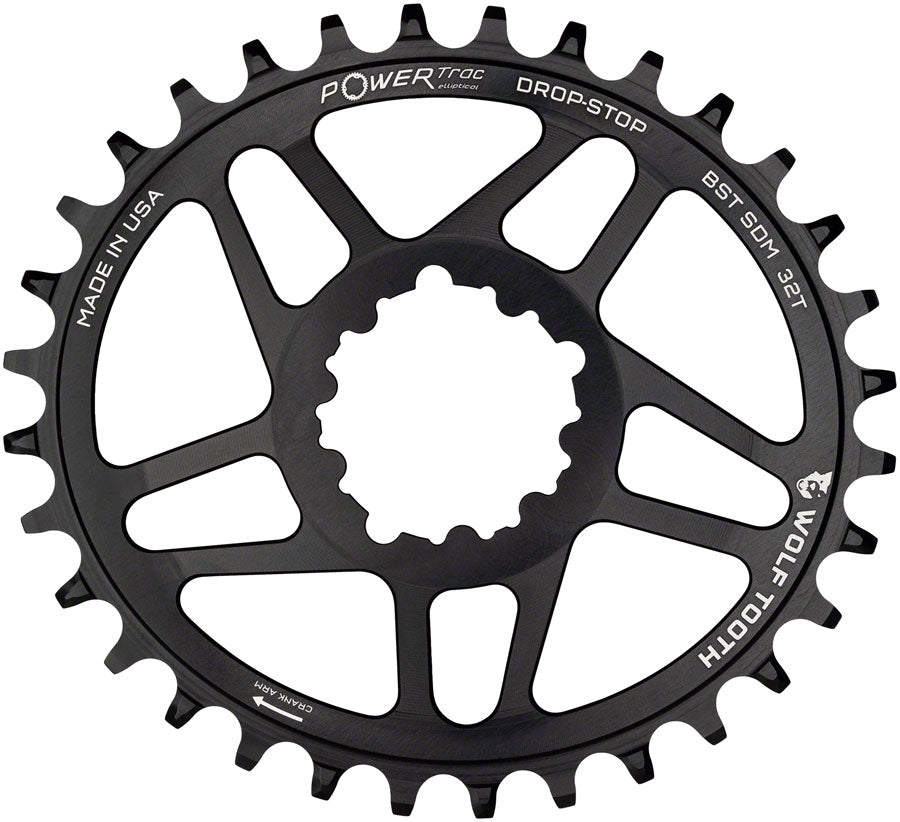 Wolf Tooth Elliptical Direct Mount Chainring - 32t, SRAM Direct Mount, Drop-Stop A, For SRAM 3-Bolt Boost Cranksets, 3mm