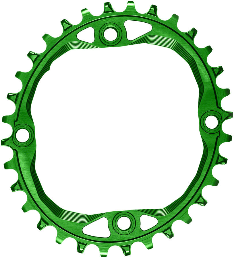 absoluteBLACK Oval 104 BCD Chainring - 32t, 104 BCD, 4-Bolt, Narrow-Wide, Green