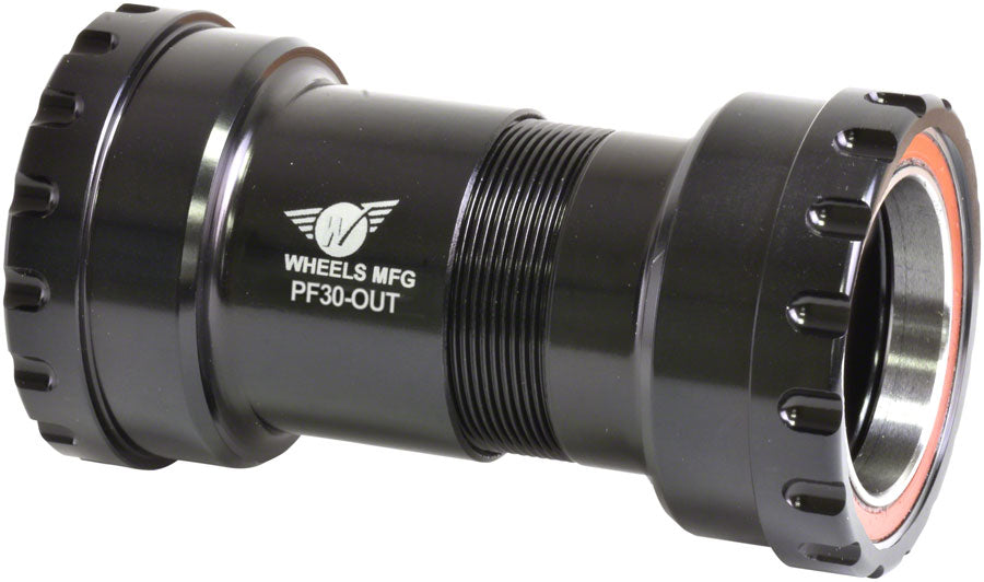 Wheels Manufacturing PF30 Outboard Bottom Bracket - For 30mm Spindle, ABEC-3 Bearings, PressFit Thread Together, Black