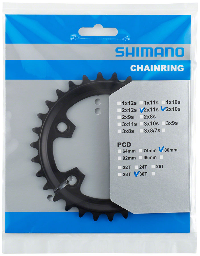 Shimano FC-RX600-10/11 Chainring - 30t, 80mm BCD, For 2x10 and 2x11, Black - Chainring - Chainring for GRX FC-RX600