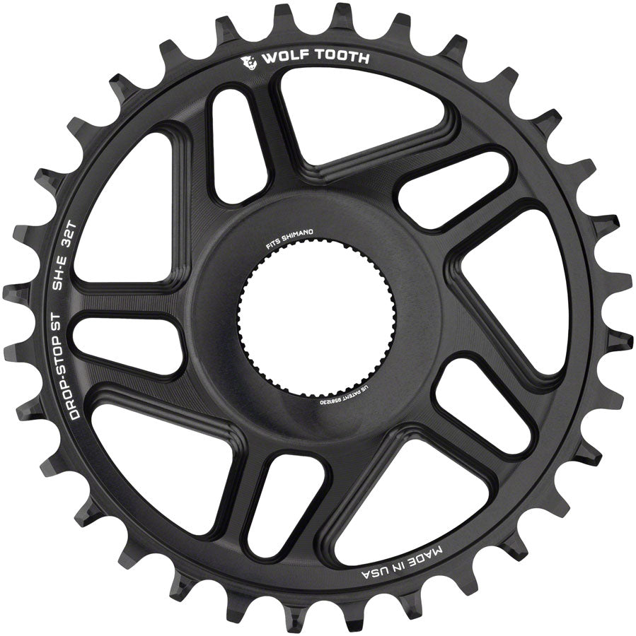 Wolf Tooth Shimano EP-8 Direct Mount Chainring - Drop-Stop ST, 34T, Black MPN: SHEP8-34-ST UPC: 810006808513 eBike Chainrings and Sprockets Shimano EP-8 Direct Mount Ebike Chainring