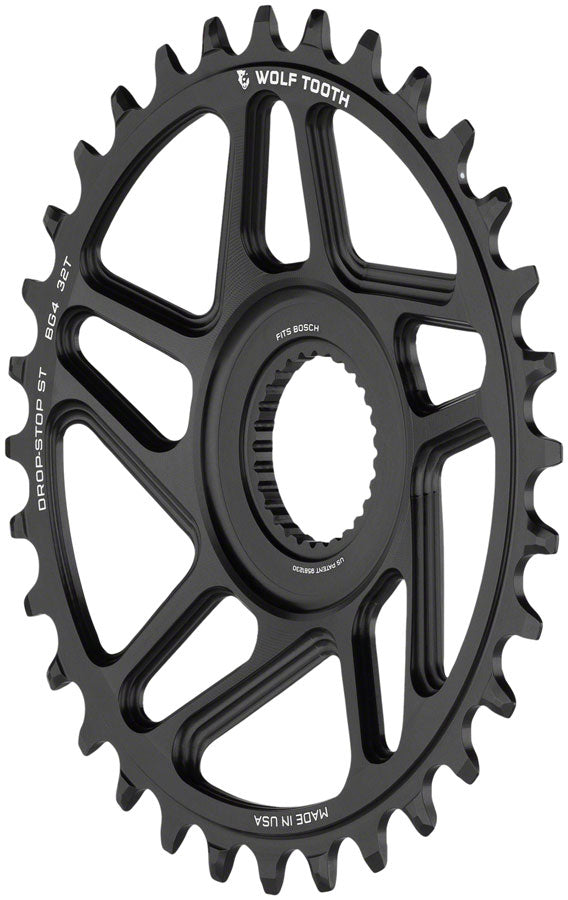 Wolf Tooth Bosch Gen 4 Direct Mount Chainring - Drop-Stop ST, 32T, Black - eBike Chainrings and Sprockets - Bosch Gen 4 Direct Mount Ebike Chainring