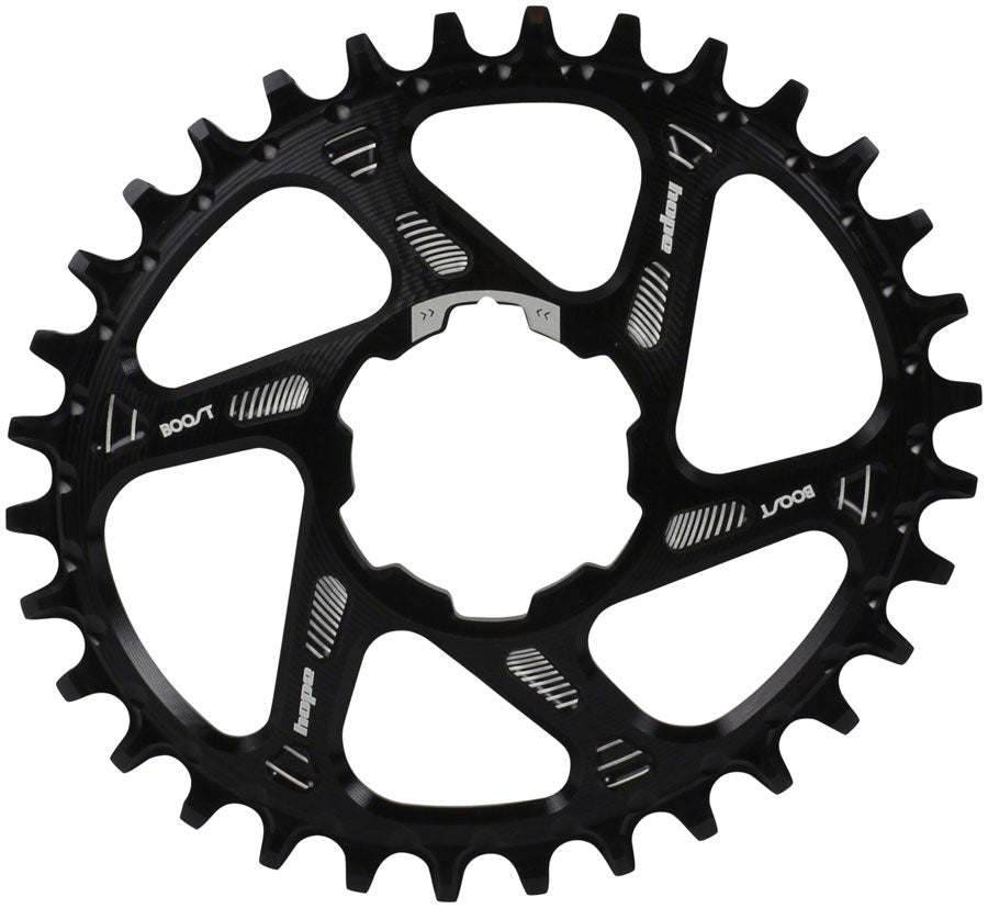 Hope Oval Spiderless Retainer Chainring - 32t, Boost, Hope Direct Mount, Black