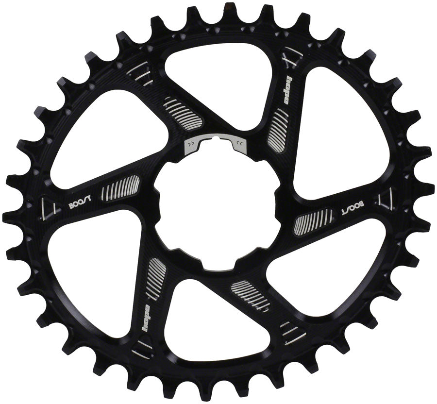 Hope Oval Spiderless Retainer Chainring - 34t, Boost, Hope Direct Mount, Black