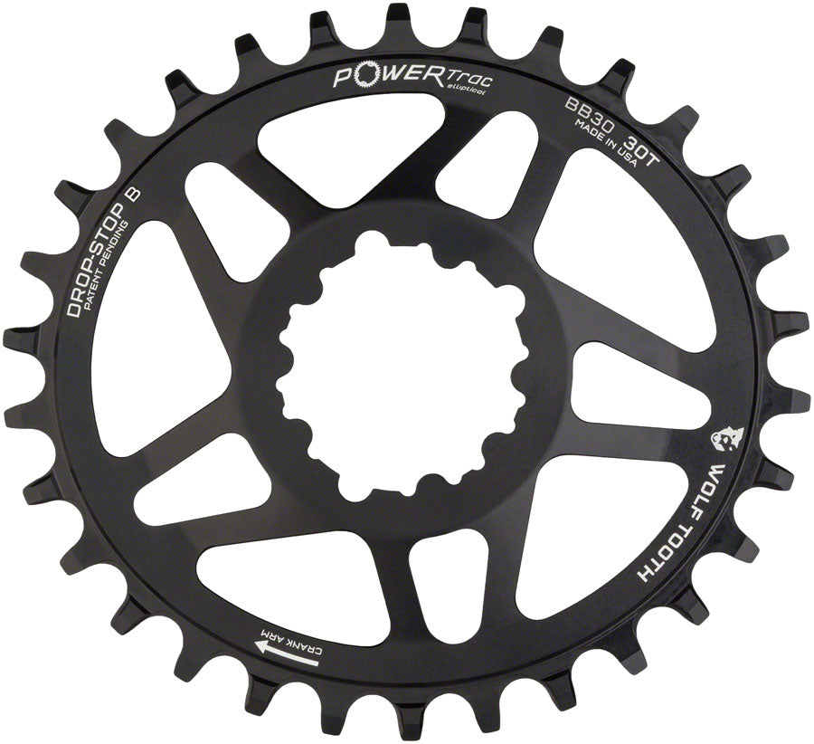 Wolf Tooth Elliptical Direct Mount Chainring - 30t, SRAM Direct Mount, Drop-Stop B, For SRAM BB30 Short Spindle Cranks,