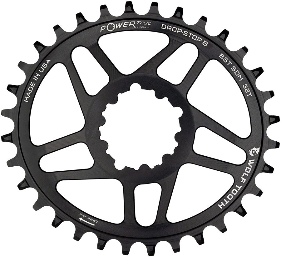 Wolf Tooth Elliptical Direct Mount Chainring - 32t, SRAM Direct Mount, Drop-Stop B, For SRAM 3-Bolt Boost Cranksets, 3mm