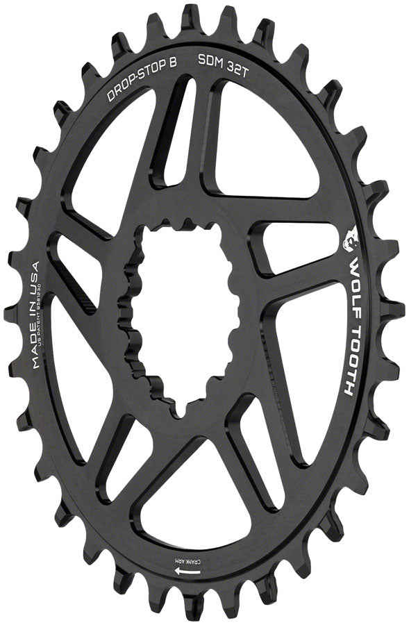 Wolf Tooth Direct Mount Chainring - 34t, SRAM Direct Mount, Drop-Stop B, For SRAM 3-Bolt Boost Cranks, 3mm Offset, Black - Direct Mount Chainrings - SRAM 3-Bolt Direct Mount Chainrings