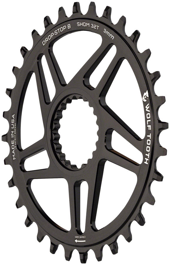 Wolf Tooth Direct Mount Chainring - 32t, Shimano Direct Mount, Drop Stop B, Boost, 3mm Offset, Black - Direct Mount Chainrings - Shimano Direct Mount Chainrings