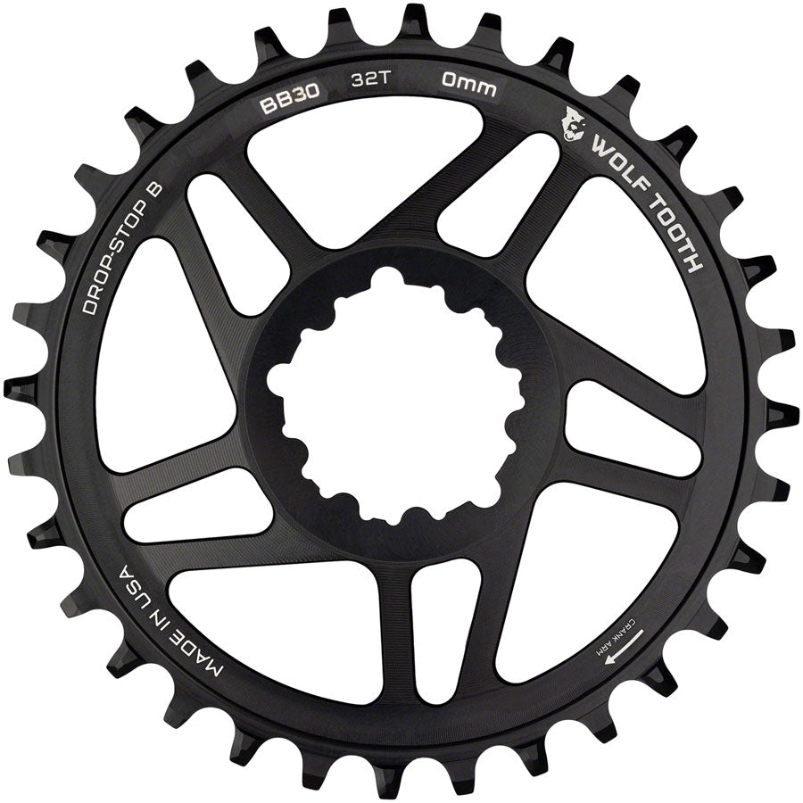 Wolf Tooth Direct Mount Chainring - 32t, SRAM Direct Mount, Drop-Stop B, For BB30 Short Spindle Cranksets, 0mm Offset,