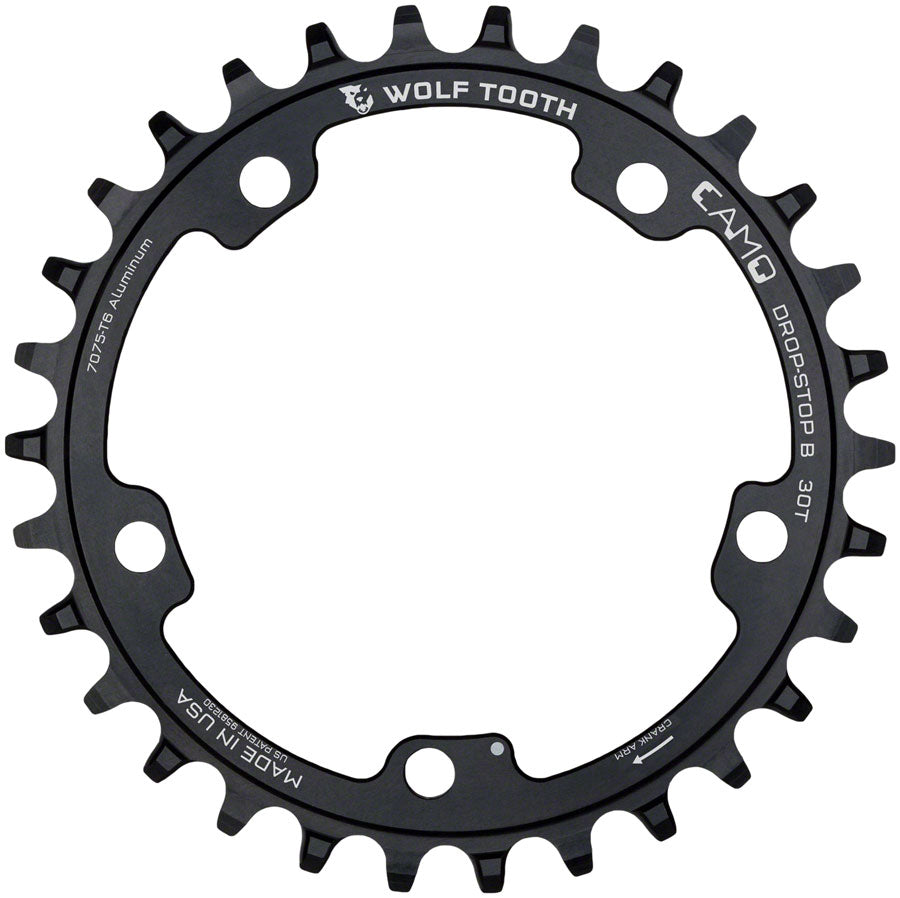 Wolf Tooth CAMO Aluminum Chainring - 30t, Wolf Tooth CAMO Mount, Drop-Stop B, Black