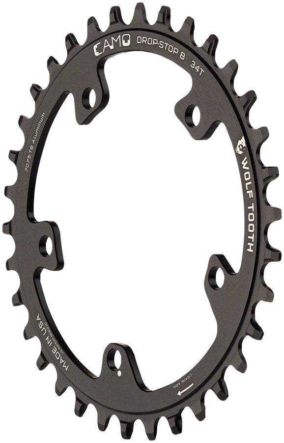 Wolf Tooth CAMO Aluminum Chainring - 32t, Wolf Tooth CAMO Mount, Drop-Stop B, Black - Chainring - CAMO Aluminum Round Chainrings