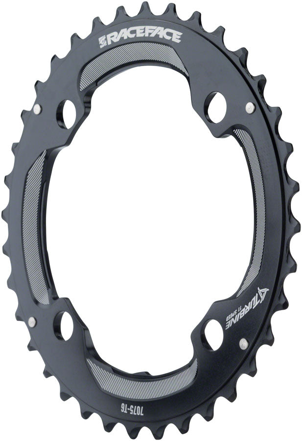 RaceFace Turbine 11-Speed Chainring: 104mm BCD, 38t, Black MPN: RRT11104X38BLK UPC: 821973286891 Chainring Turbine 11-Speed Chainrings