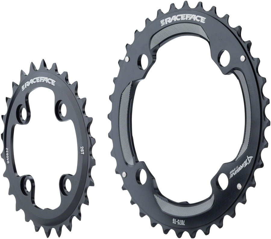 RaceFace Turbine 11-Speed Chainring: 64/104mm BCD, 26/36t, Black MPN: RRTUR2JBLK UPC: 821973286938 Chainring Turbine 11-Speed Chainrings