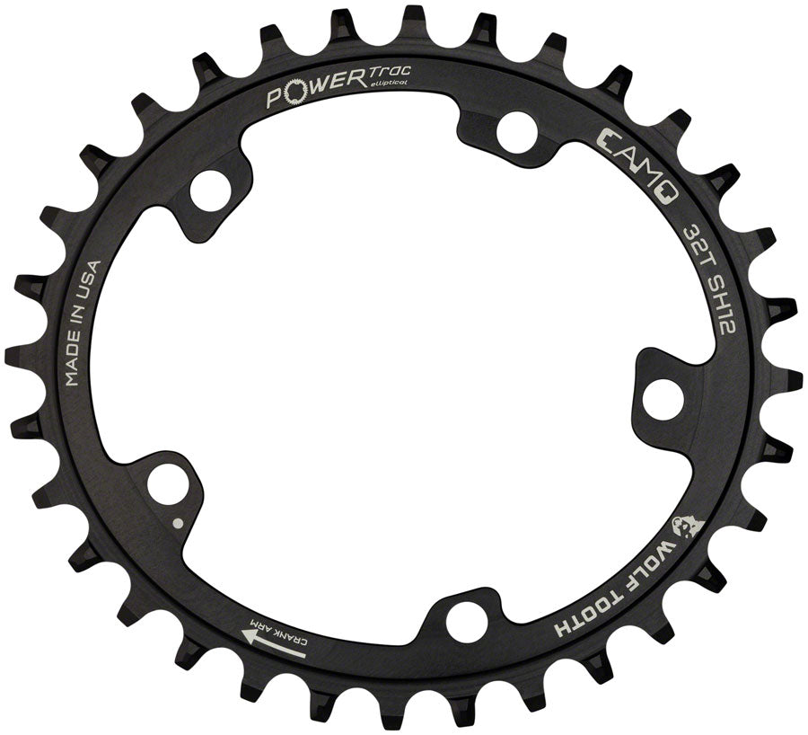 Wolf Tooth CAMO Aluminum Elliptical Chainring - 30t, Wolf Tooth CAMO Mount, Drop-Stop ST for Shimano 12 Speed HG+, Black - Chainring - CAMO Aluminum Elliptical Hyperglide+ Chainrings