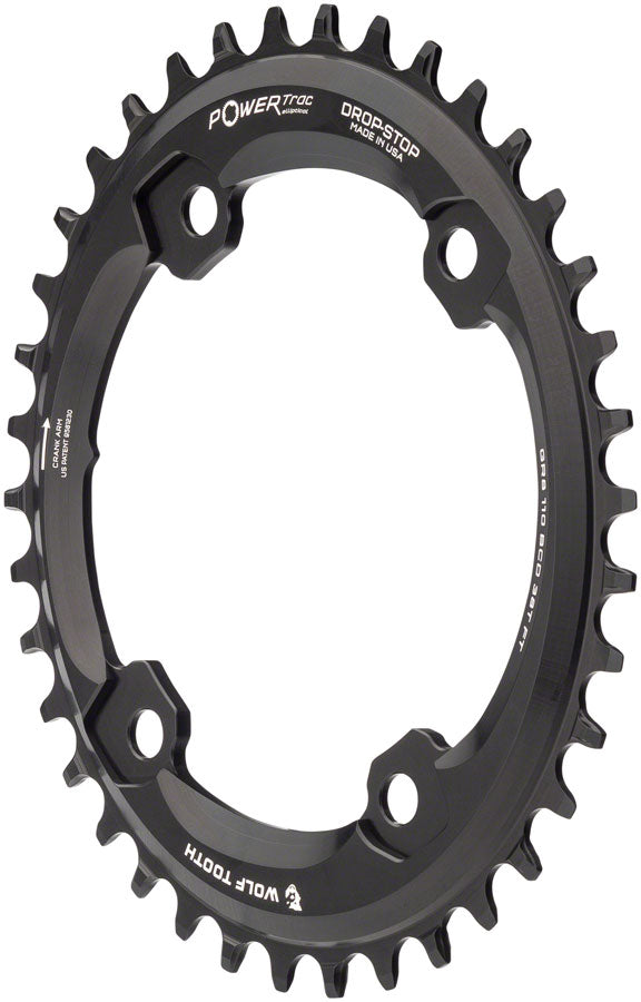 Wolf Tooth Elliptical Shimano 110 Asymmetric BCD Chainring - 38t, 110 Asymmetric BCD, 4-Bolt, Drop-Stop, For Shimano GRX