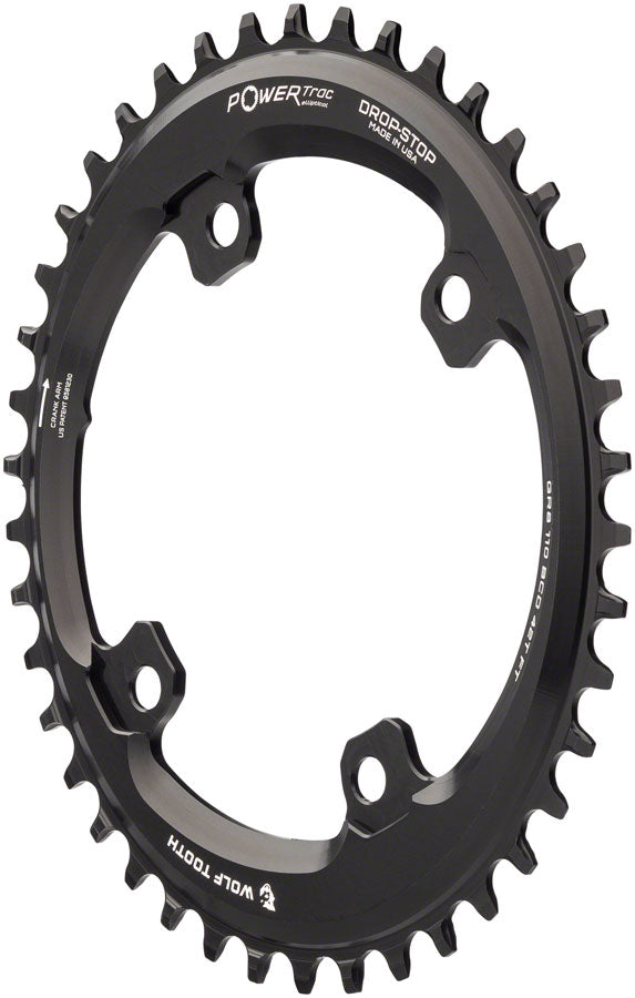 Wolf Tooth Elliptical Shimano 110 Asymmetric BCD Chainring - 42t, 110 Asymmetric BCD, 4-Bolt, Drop-Stop, For Shimano GRX