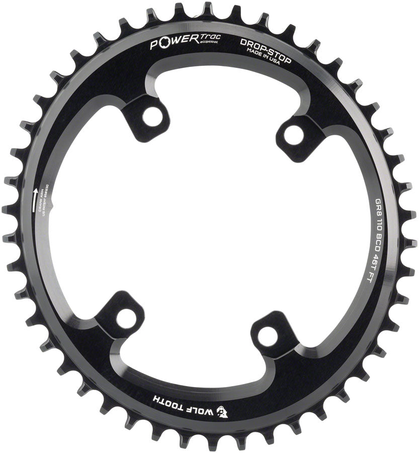 Wolf Tooth Elliptical Shimano 110 Asymmetric BCD Chainring - 46t, 110 Asymmetric BCD, 4-Bolt, Drop-Stop, For Shimano GRX - Chainring - Shimano Elliptical 110 BCD GRX Chainrings