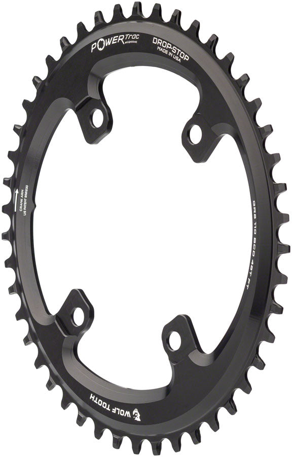 Wolf Tooth Elliptical Shimano 110 Asymmetric BCD Chainring - 46t, 110 Asymmetric BCD, 4-Bolt, Drop-Stop, For Shimano GRX