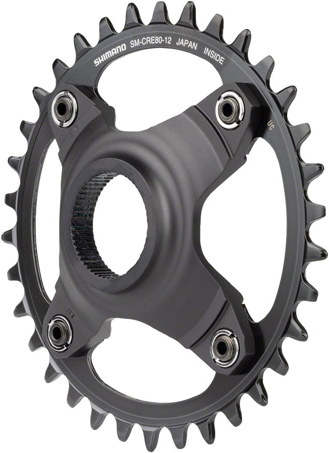 Shimano STEPS SM-CRE80-12-B Chainring - 34T Without Chainguard, 55mm Chainline, Black