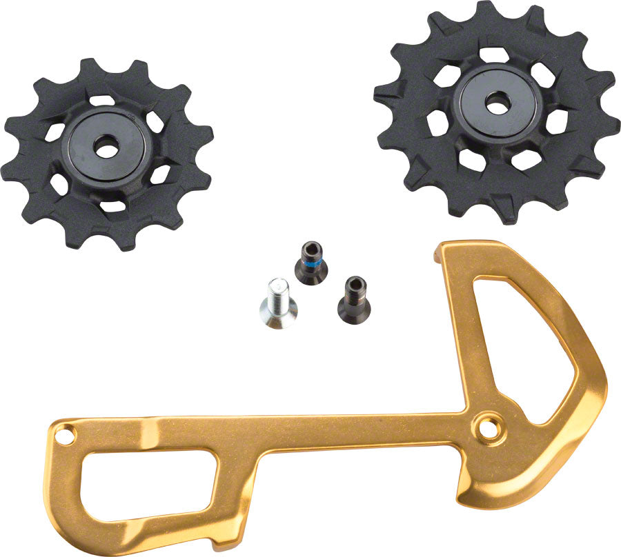 SRAM XX1 Eagle Ceramic Bearing Pulleys and Gold Inner Cage MPN: 11.7518.077.000 UPC: 710845785382 Cage Assembly Rear Derailleur Cage Assembly Parts