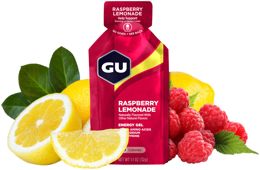 GU Energy Gel - Raspberry Lemonade, Box of 24 - Gel - Energy Gel