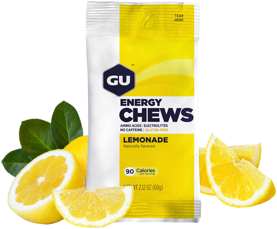 GU Energy Chews - Lemonade, Box of 12 Bags - Chew - Energy Chews