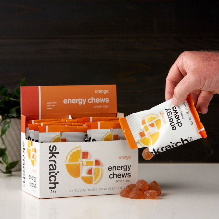 Skratch Labs Energy Chews Sport Fuel - Orange, Box of 10 MPN: ECS-OR-50G/10 UPC: 856231005778 Chew Energy Chews Sport Fuel