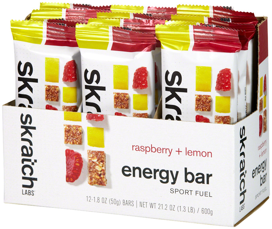 Skratch Labs Anytime Energy Bar: Raspberries and Lemon, Box of 12 - Bars - Energy Bar Sport Fuel