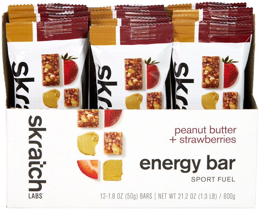 Skratch Labs Energy Bar Sport Fuel - Peanut Butter and Strawberries, Box of 12